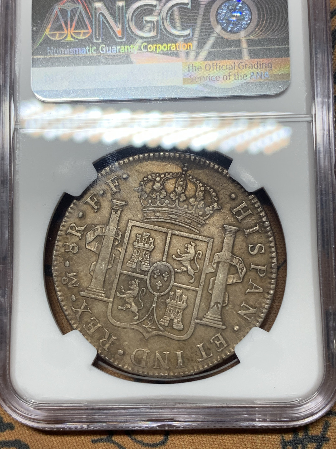 《竞宝斋》钱币微拍-第23场（全场顺丰包邮） NGC AU评级 1780年 墨西哥 卡三 8R 双柱大银币