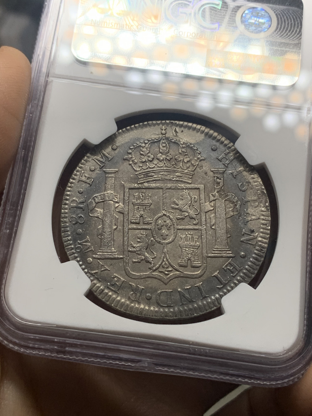 《竞宝斋》钱币微拍-第23场（全场顺丰包邮） NGC AU评级 1785年 墨西哥 卡三 8R 双柱大银币