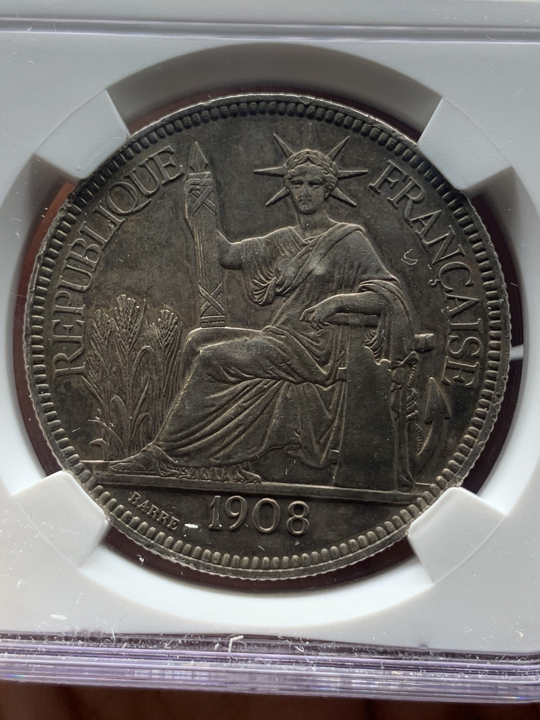 《竞宝斋》钱币微拍-第23场（全场顺丰包邮） NGC-UNCD  坐洋 1908 五彩冰粉   十分难得状态