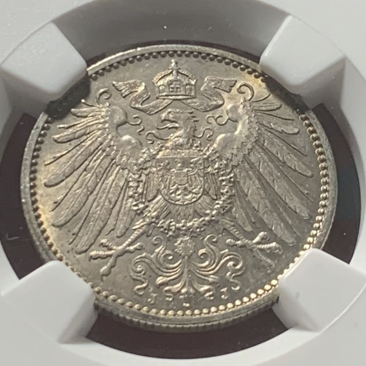 紫瑗钱币——第160期拍卖 德国 1914年 J版 第二帝国 长翅 1马克 银币 NGC MS64