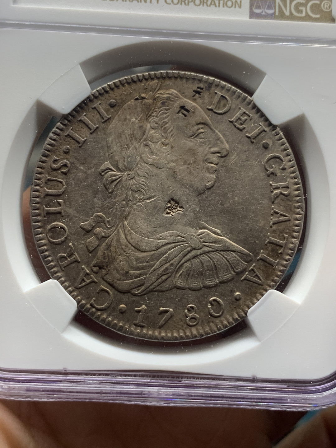 《竞宝斋》钱币微拍-第23场（全场顺丰包邮） NGC AU评级 1780年 墨西哥 卡三 8R 双柱大银币