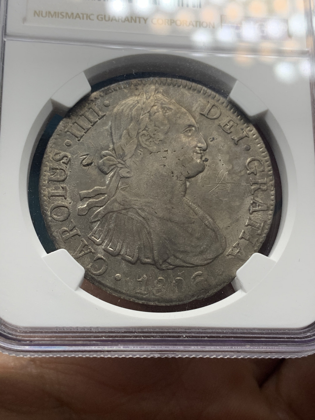 《竞宝斋》钱币微拍-第23场（全场顺丰包邮） NGC AU评级 1806年 墨西哥 卡四 8R 双柱大银币