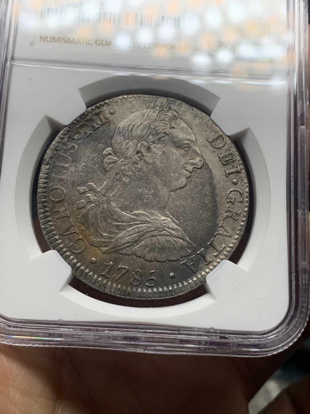 《竞宝斋》钱币微拍-第23场（全场顺丰包邮） NGC AU评级 1785年 墨西哥 卡三 8R 双柱大银币