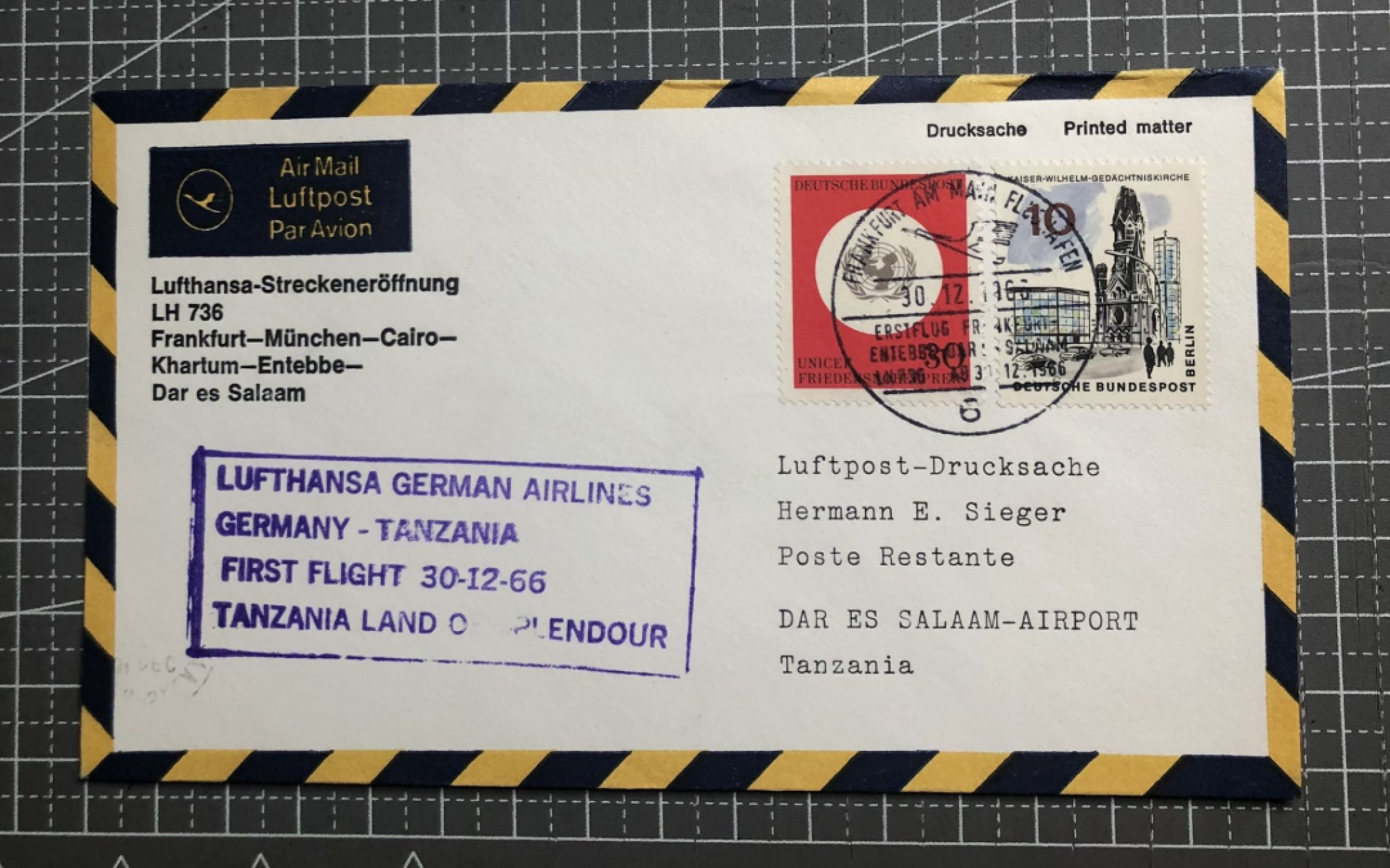 邮闲币备——第十一期 汉莎LH736首航封