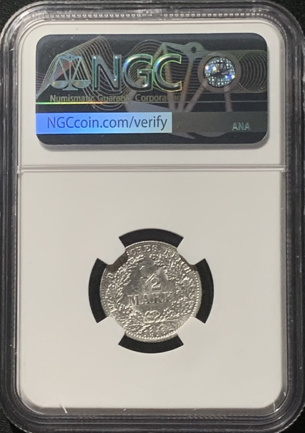 紫瑗钱币——第160期拍卖 德国 1916年 G版 第二帝国 1/2马克 银币 NGC UNC Detail