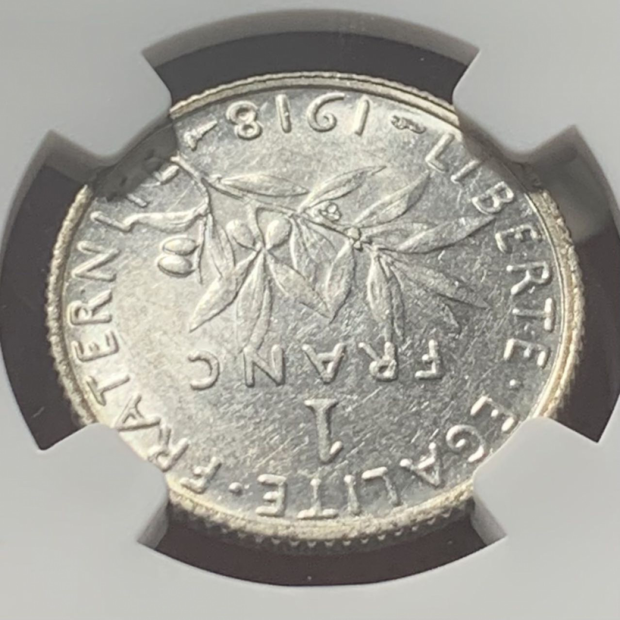 紫瑗钱币——第160期拍卖 法国 1918年 播种女神 1法郎 银币 NGC AU58