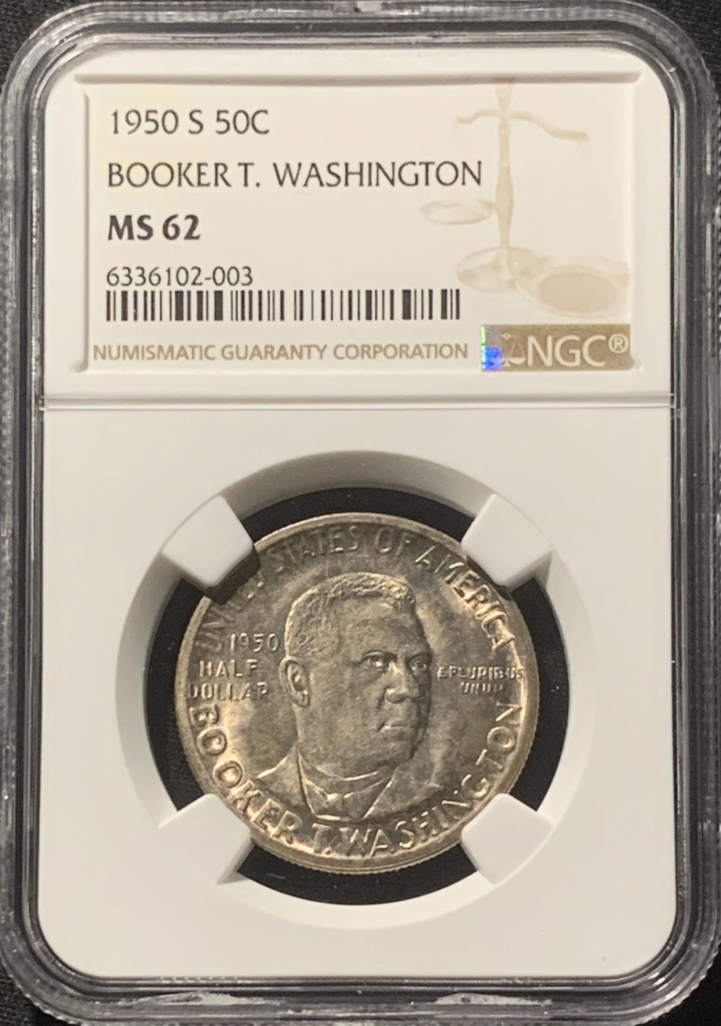 紫瑗钱币——第160期拍卖 美国 1950年 布克·华盛顿 50美分 半美元 银币 NGC MS62