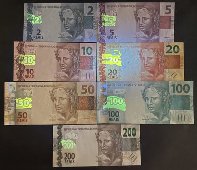 小福收藏团购第59期 巴西2010-2020年 2 5 10 20 50 100 200雷亚尔 美洲精美纸币