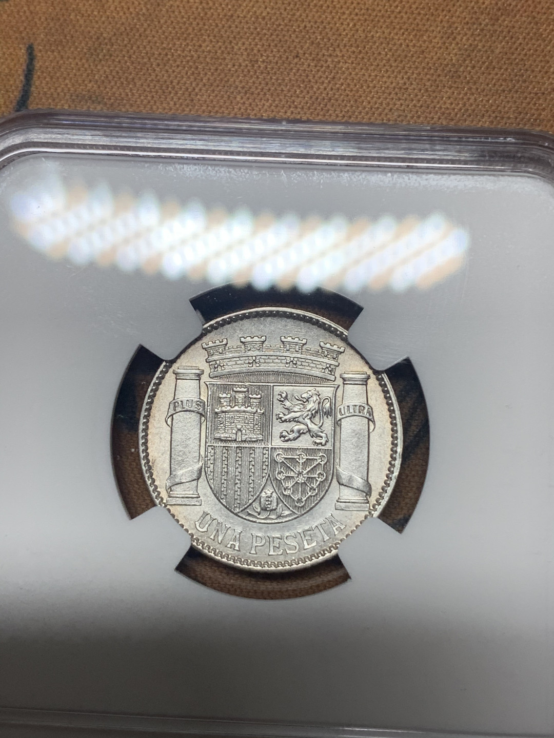 《竞宝斋》钱币微拍-第23场（全场顺丰包邮） NGC MS62 1933（34）版 西班牙 内战版 1比塞塔银币 