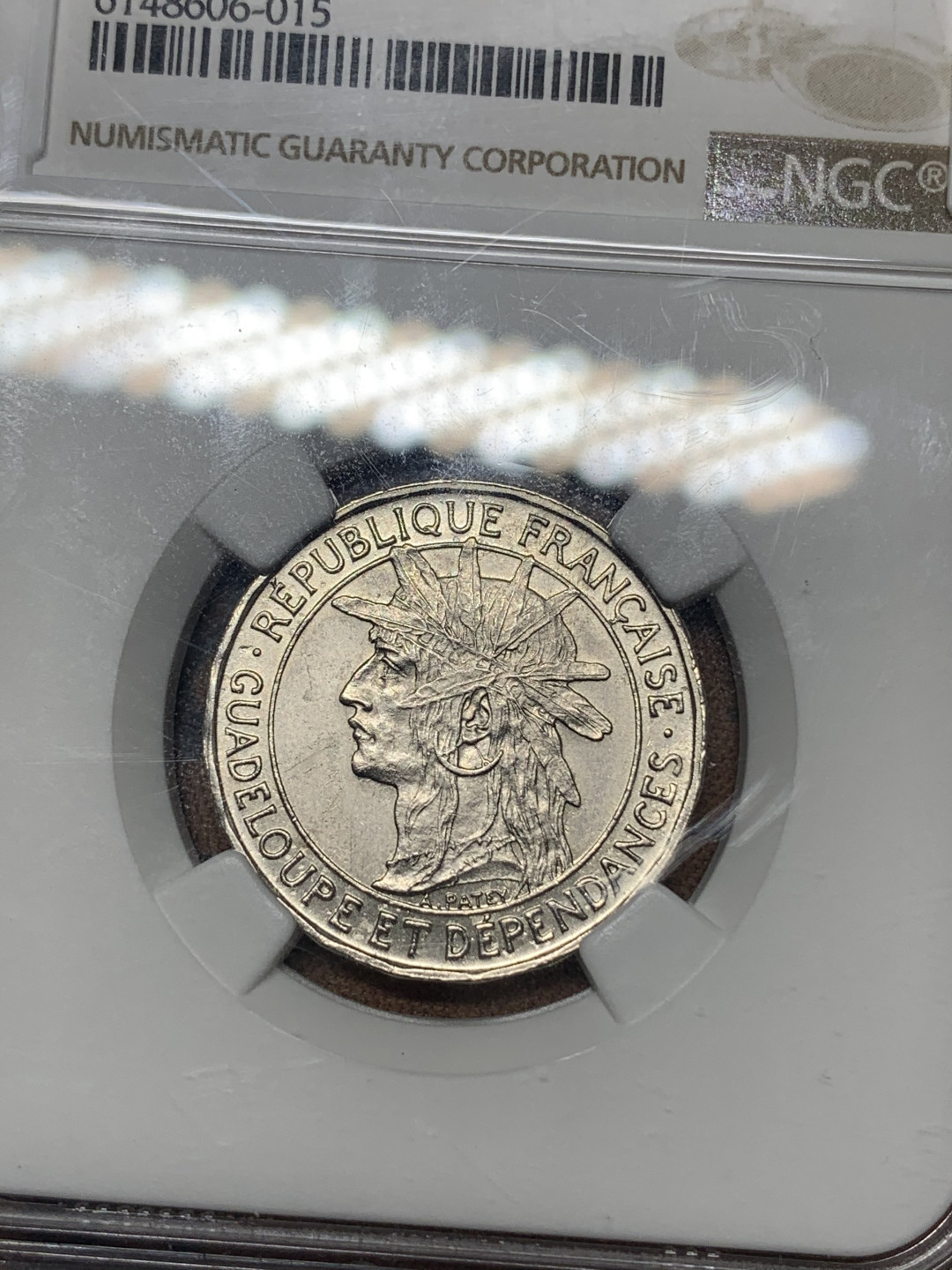 《竞宝斋》钱币微拍-第23场（全场顺丰包邮） NGC评级 法属 瓜德罗普岛 1921年 1法郎