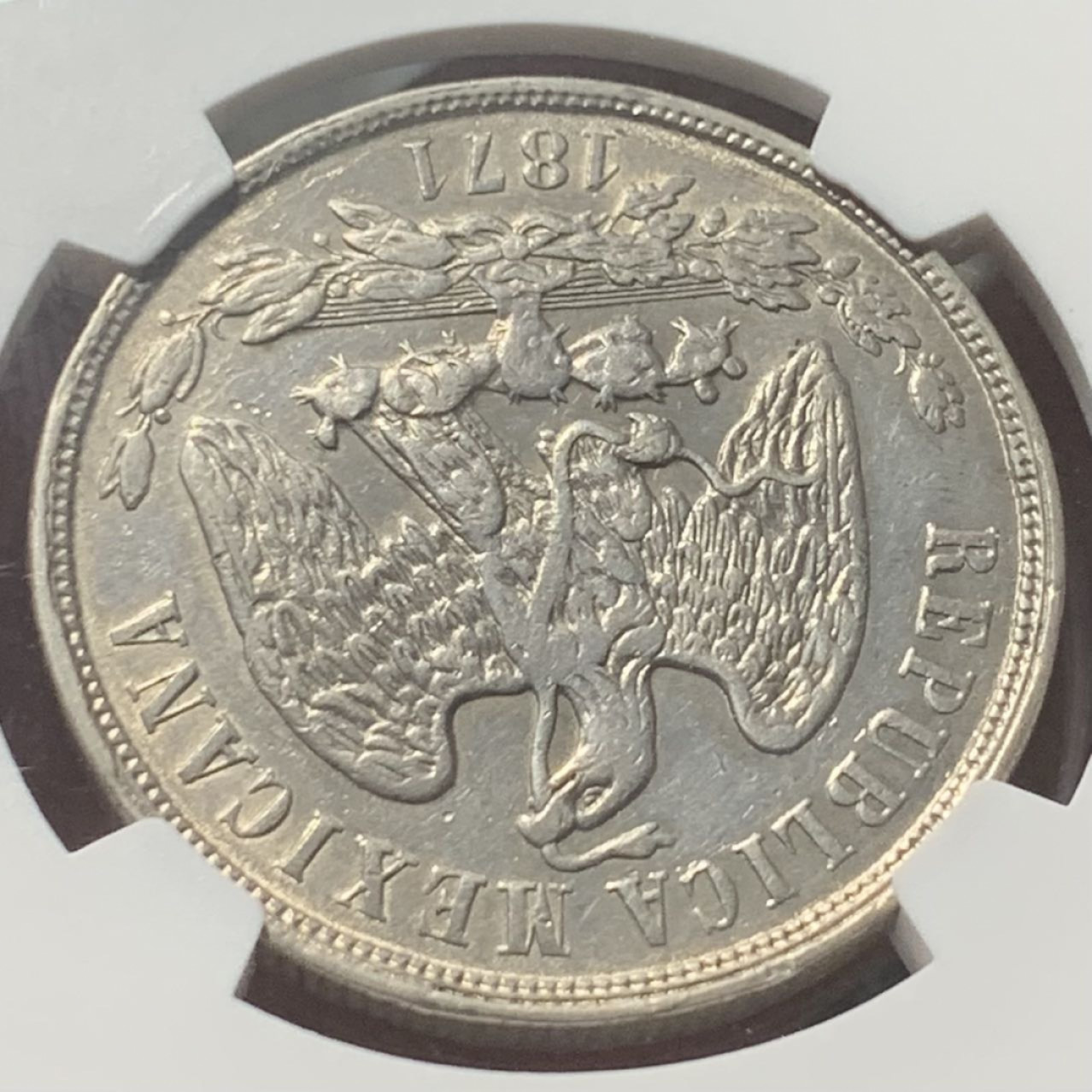 紫瑗钱币——第160期拍卖 墨西哥 1871年 MO M 在华流通 天平鹰洋 1比索 银币 NGC AU Detail