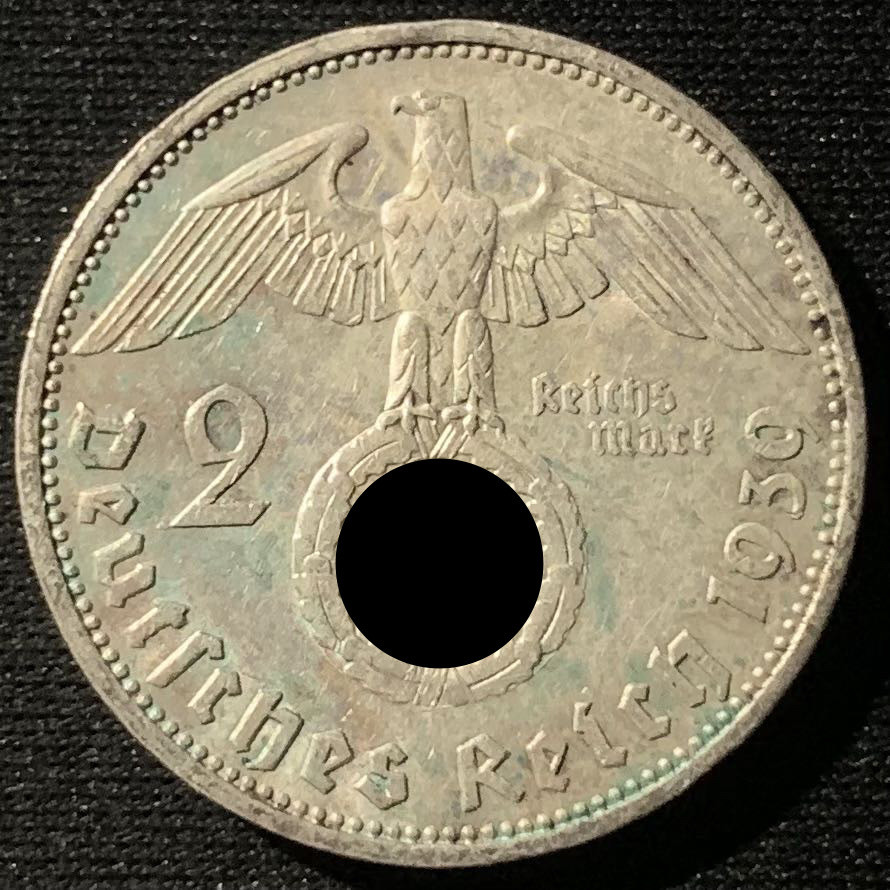 紫瑗钱币——第160期拍卖 德国 1939年 A版 兴登堡 2马克 8克 0.625银 