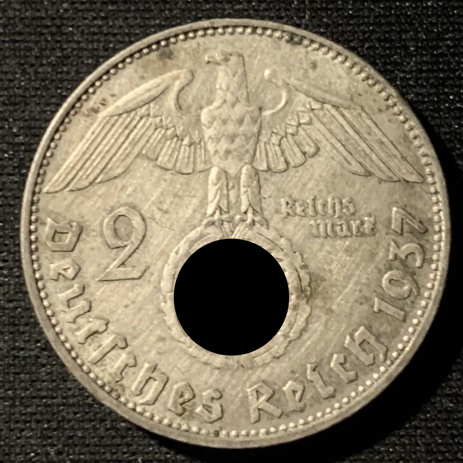 紫瑗钱币——第160期拍卖 德国 1937年 D版 兴登堡 2马克 8克 0.625银
