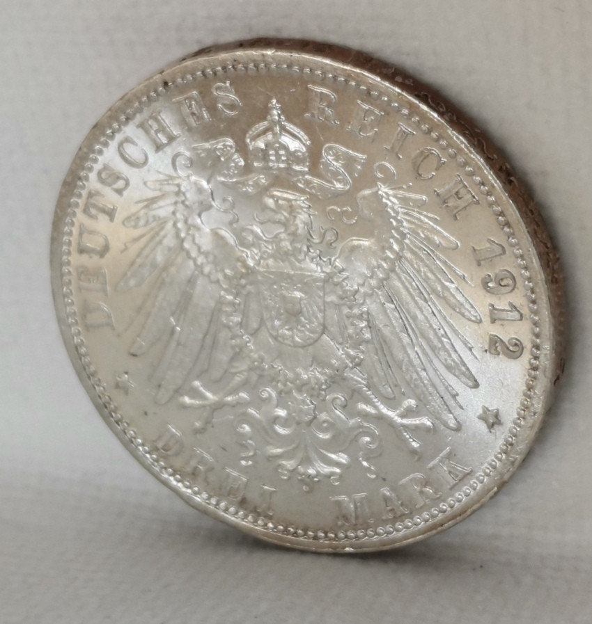 第22期拍卖会 德国符腾堡1912年3马克F厂银币