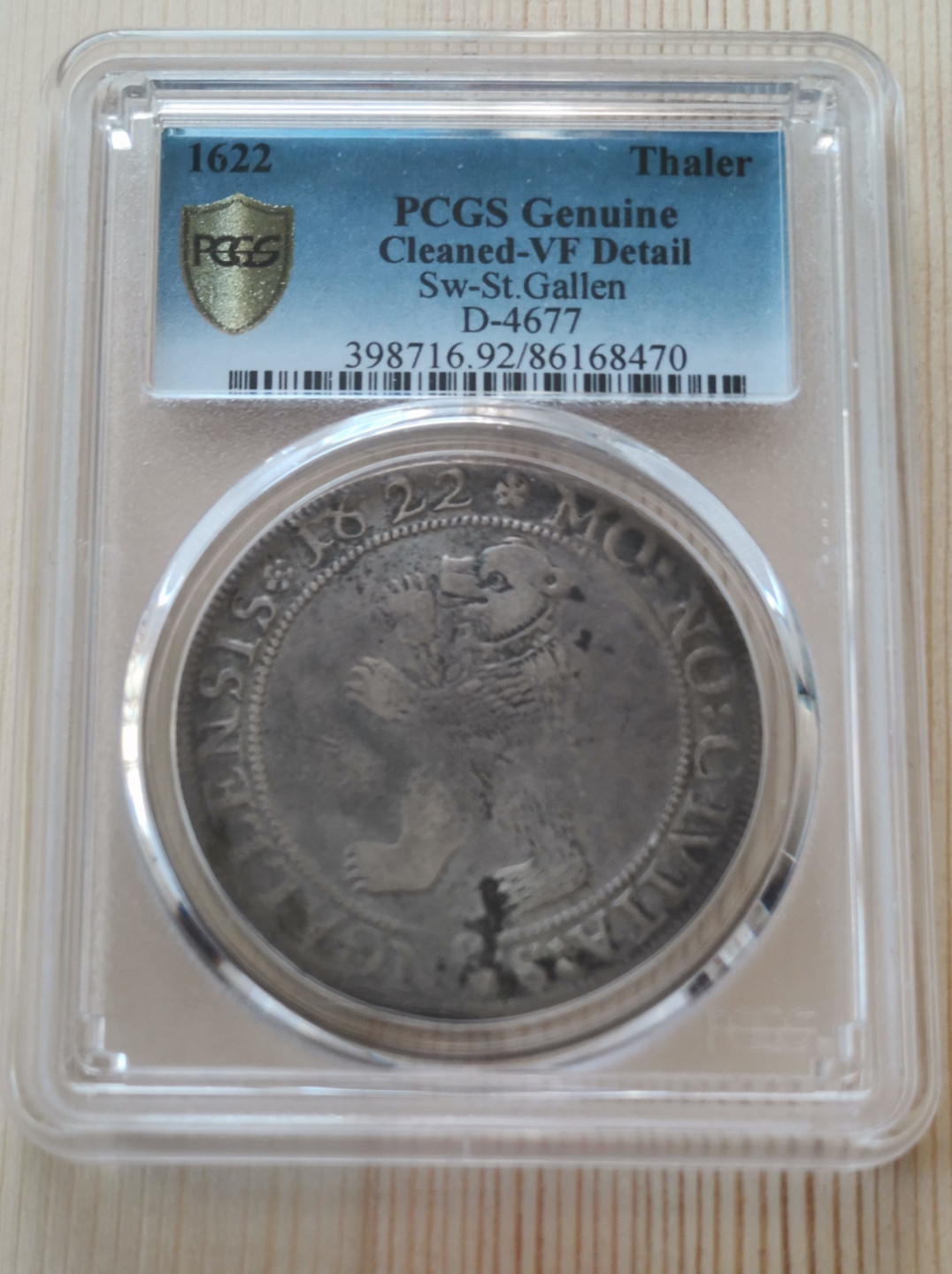 第22期拍卖会 瑞士圣伽尔1622年熊泰勒大银币