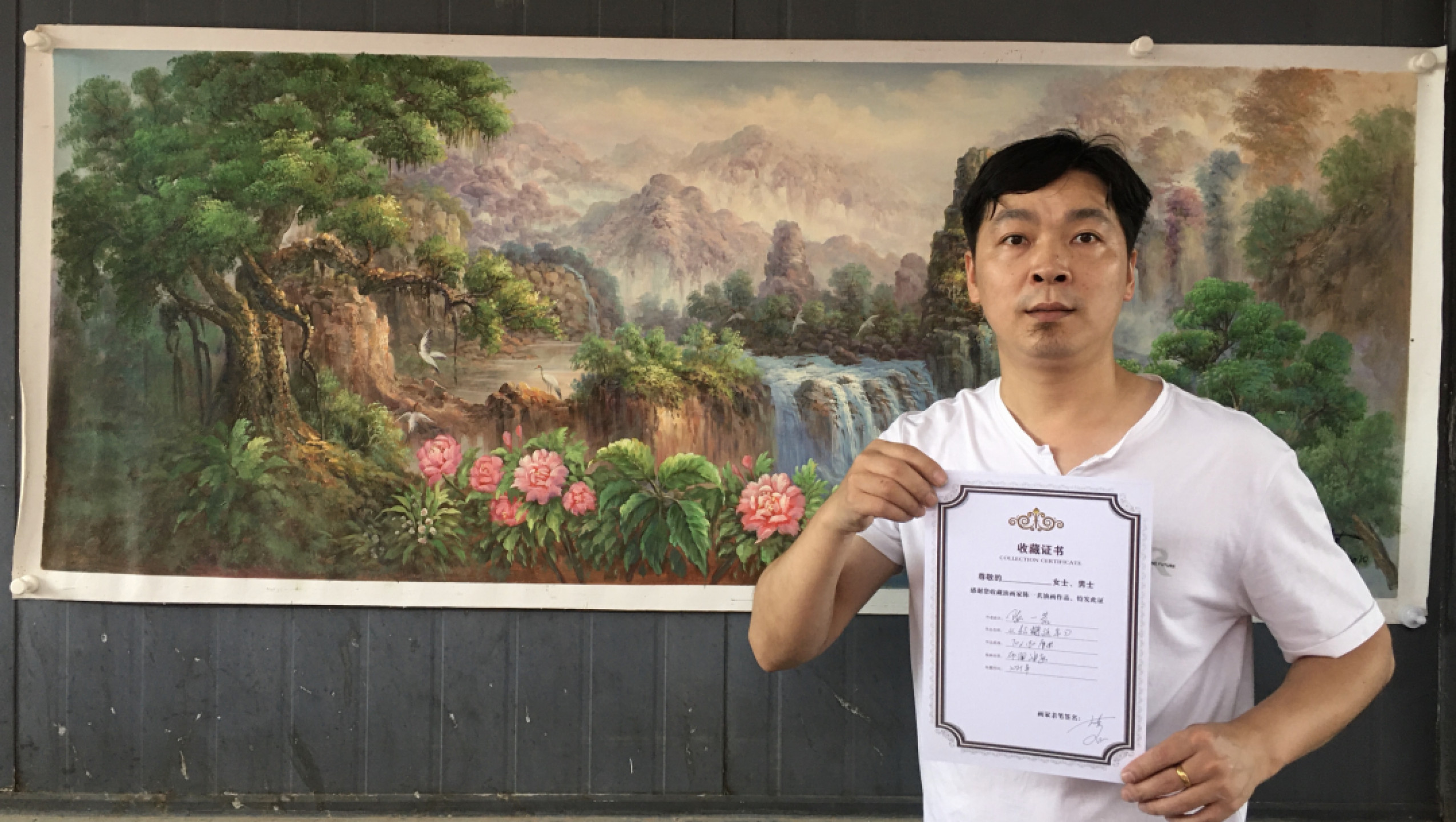 知名油画家陈一茗名秋季惠拍 松鹤延年180，70