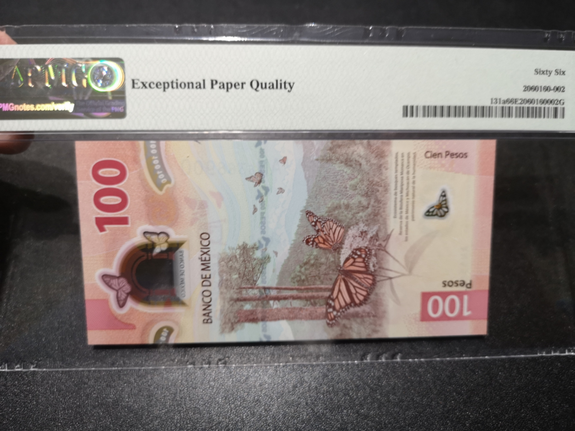 《外钞收藏家》第一百五十八期拍卖（本期111件） 2020年墨西哥100 PMG66 无47