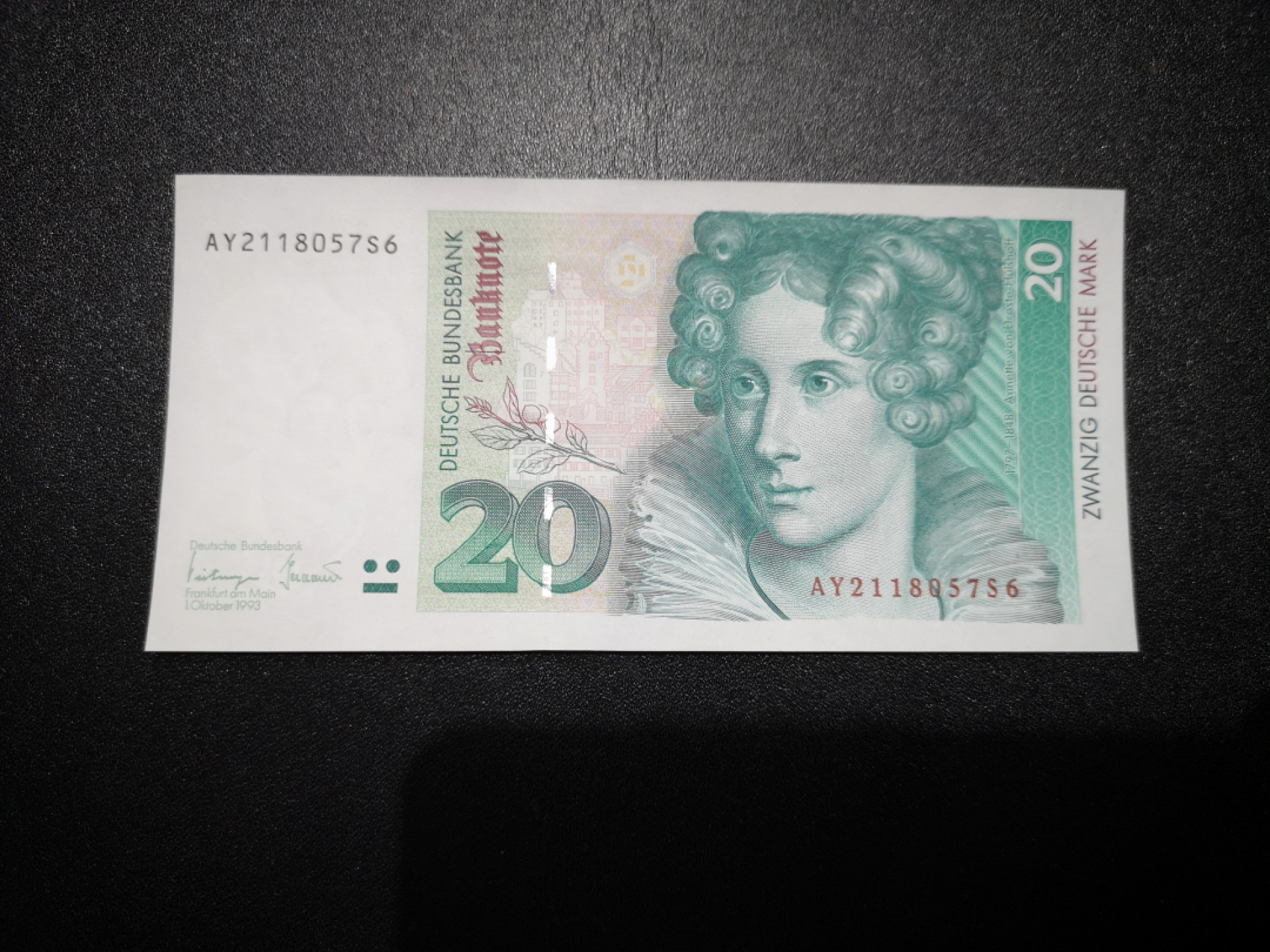 《外钞收藏家》第一百五十八期拍卖（本期111件） 1993年德国末版20马克 全新UNC