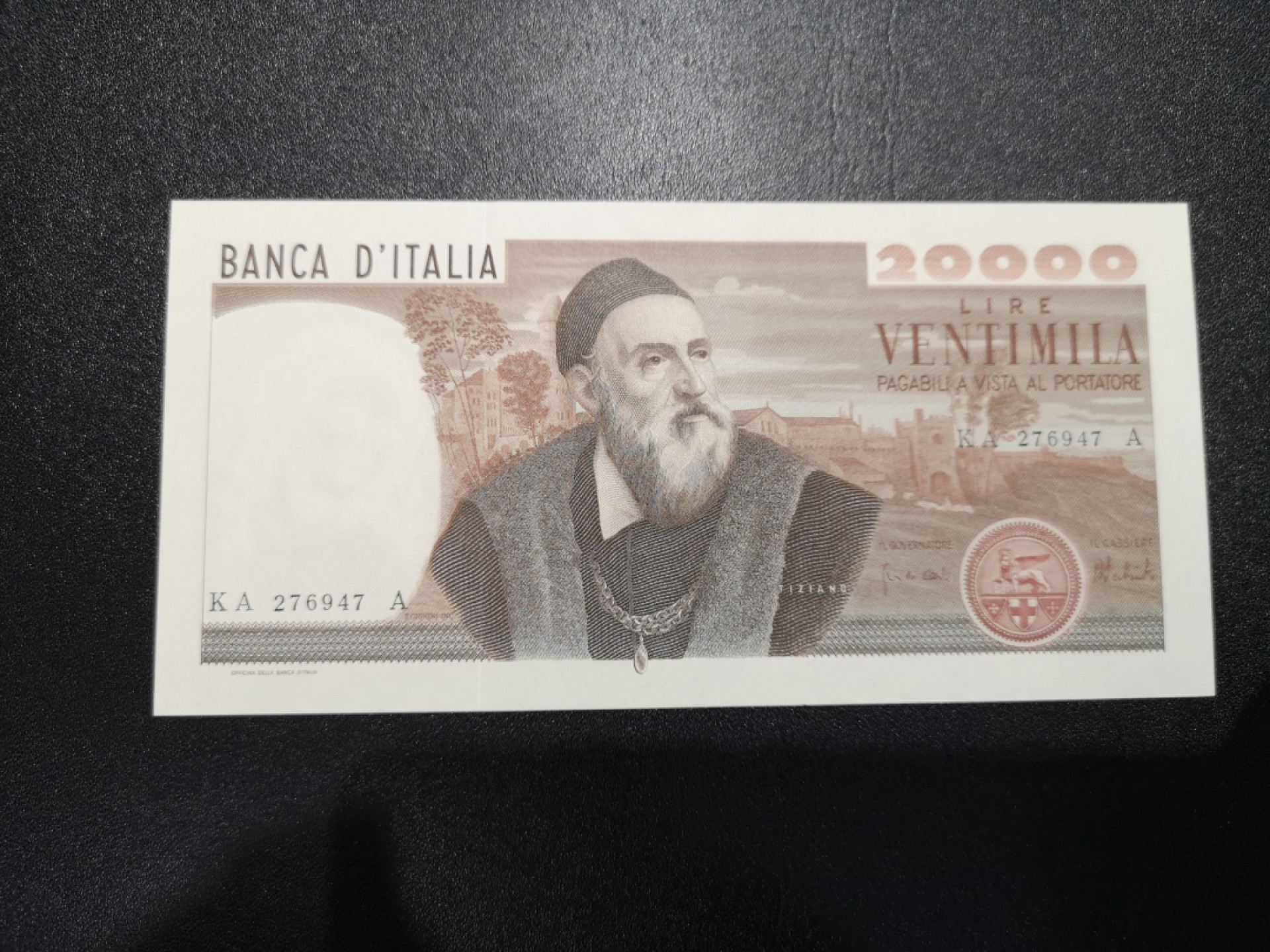 《外钞收藏家》第一百五十八期拍卖（本期111件） 1974年意大利2万里拉 提香 全新UNC