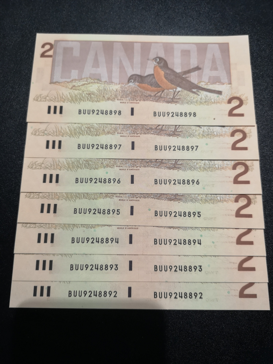 《外钞收藏家》第一百五十八期拍卖（本期111件） 加拿大鸟版2元 连号7张 全新UNC 连号评级66