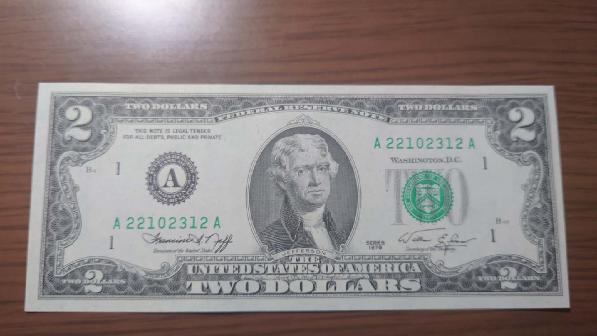 今晚八点半【囧羊收藏】精选微拍第43期暨2021年第三十四期 世界纸币精选 1976年美国2美元 全程无47尾号12 全新UNC AA冠