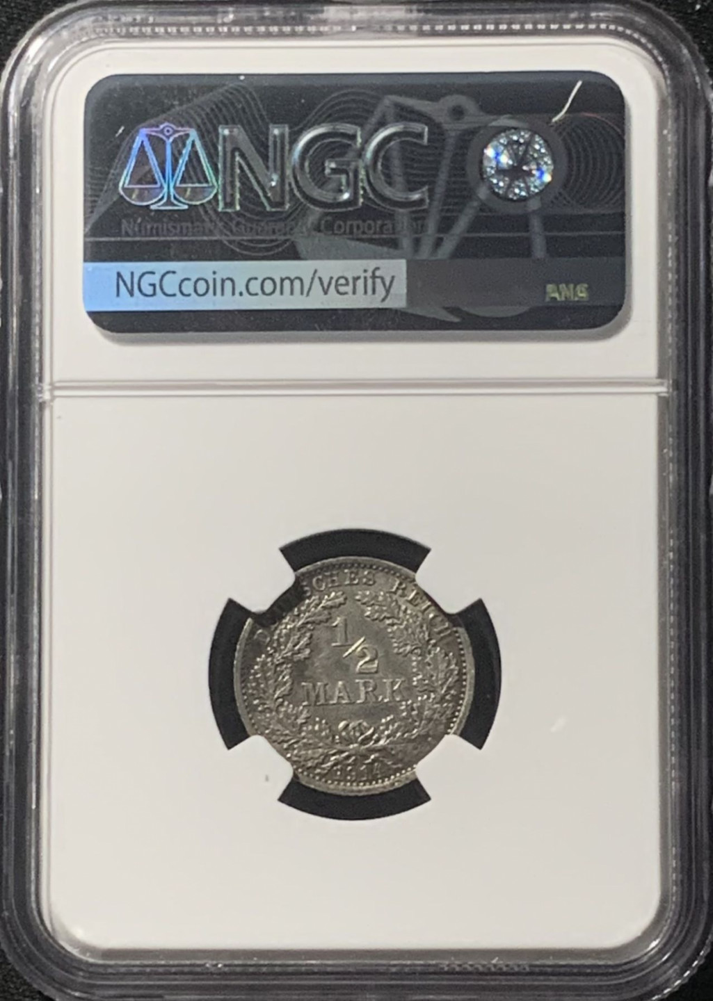 紫瑗钱币——第244期拍卖 德国 1914年 A版 第二帝国 1/2马克 银币 NGC UNC Detail