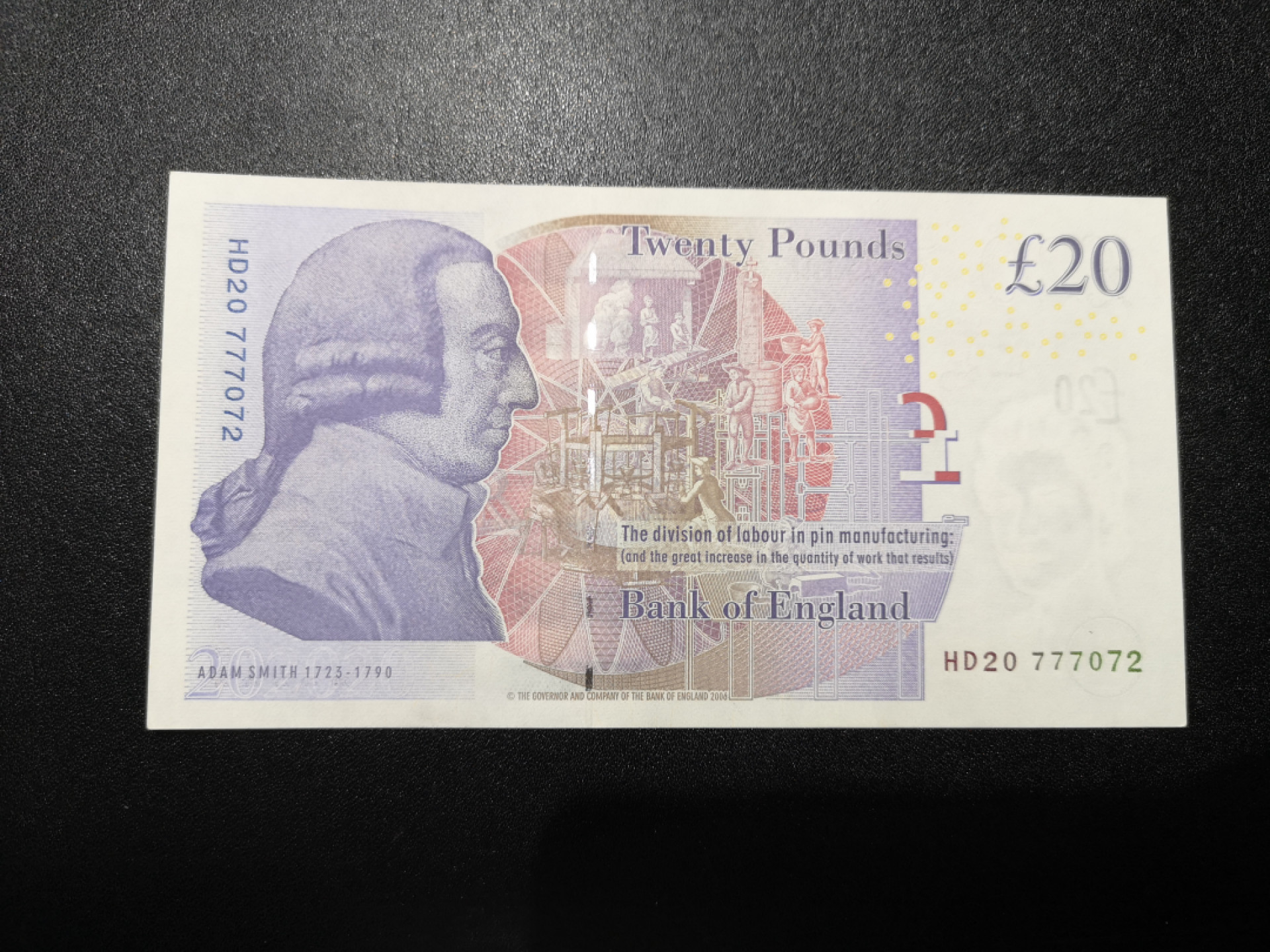 《外钞收藏家》第一百五十八期拍卖（本期111件） 英国F序列20镑 UNC- 角不太好