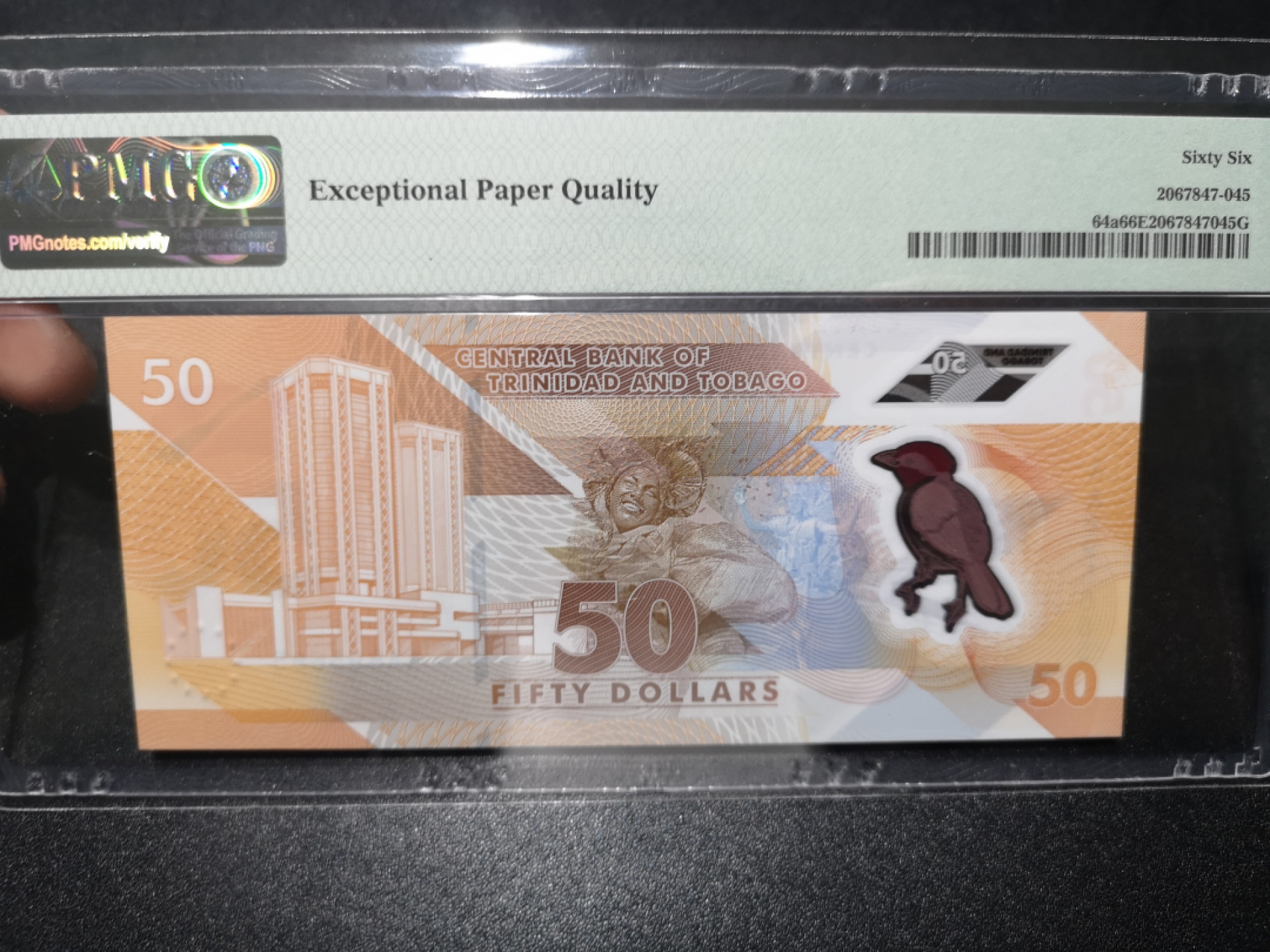 《外钞收藏家》第一百五十八期拍卖（本期111件） 2020年特立尼达和多巴哥50刀AA冠 无47 PMG66