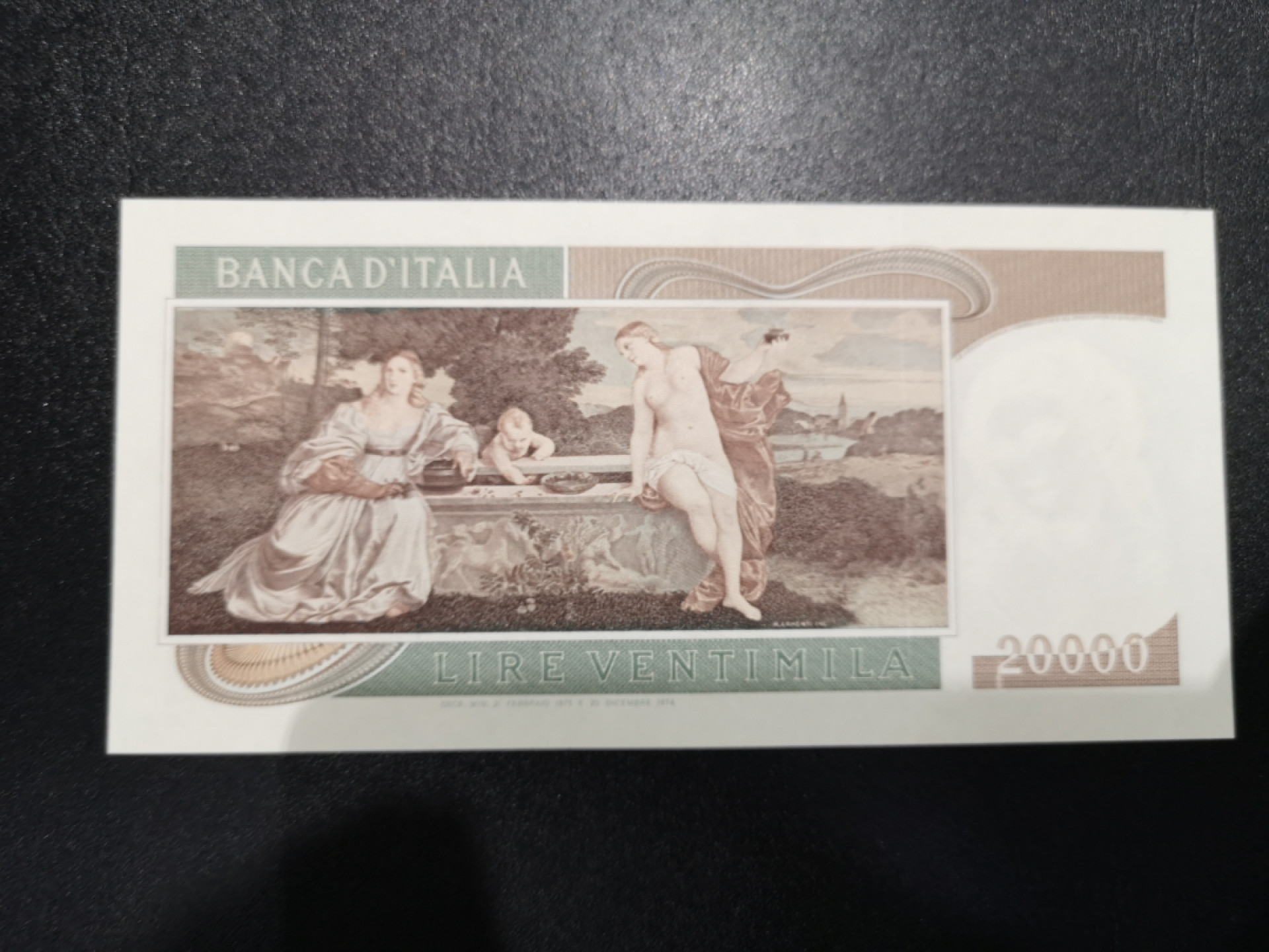 《外钞收藏家》第一百五十八期拍卖（本期111件） 1974年意大利2万里拉 提香 全新UNC