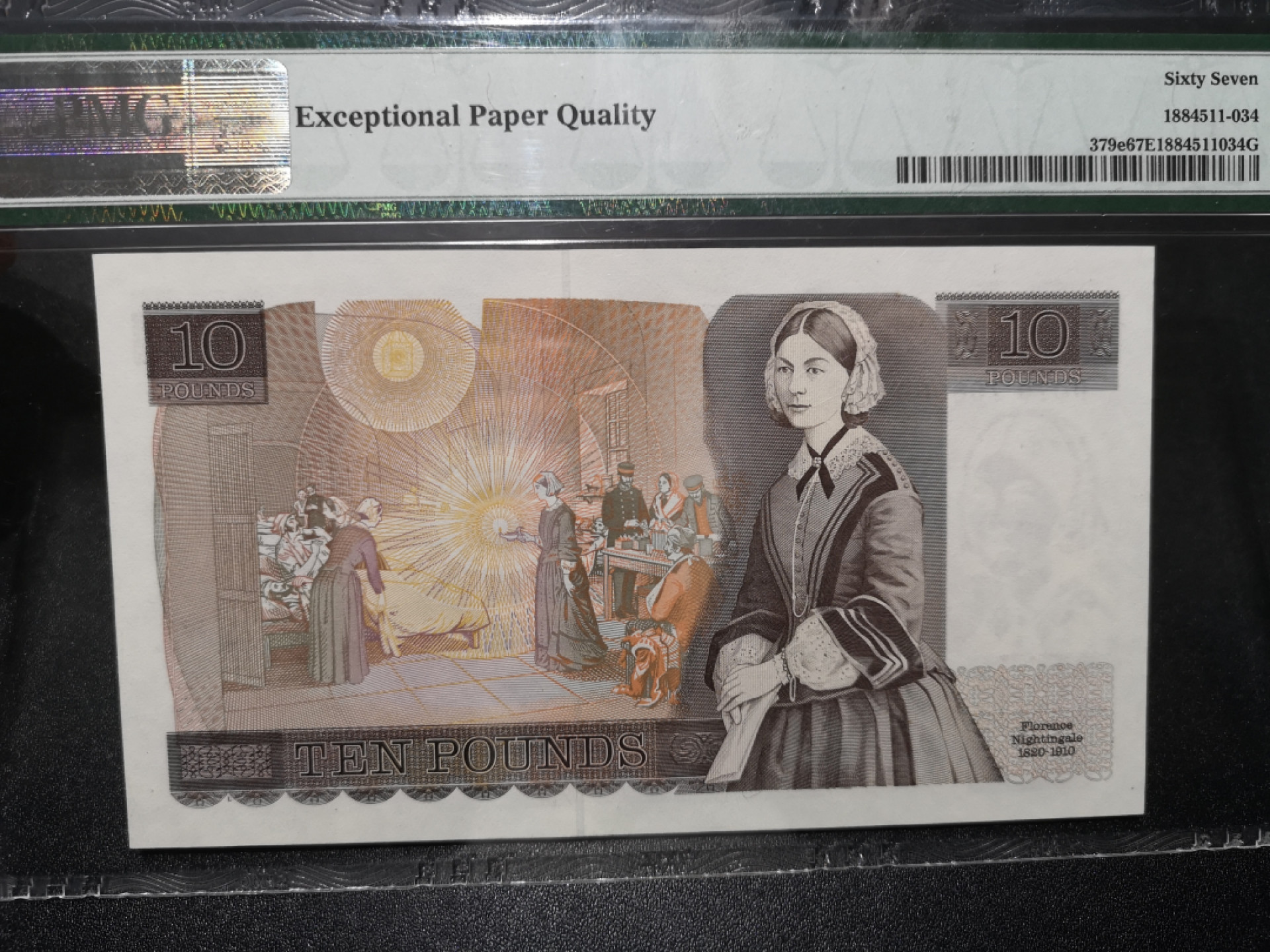 《外钞收藏家》第一百五十八期拍卖（本期111件） 英国D序列10镑 PMG67 BWC版（379e）