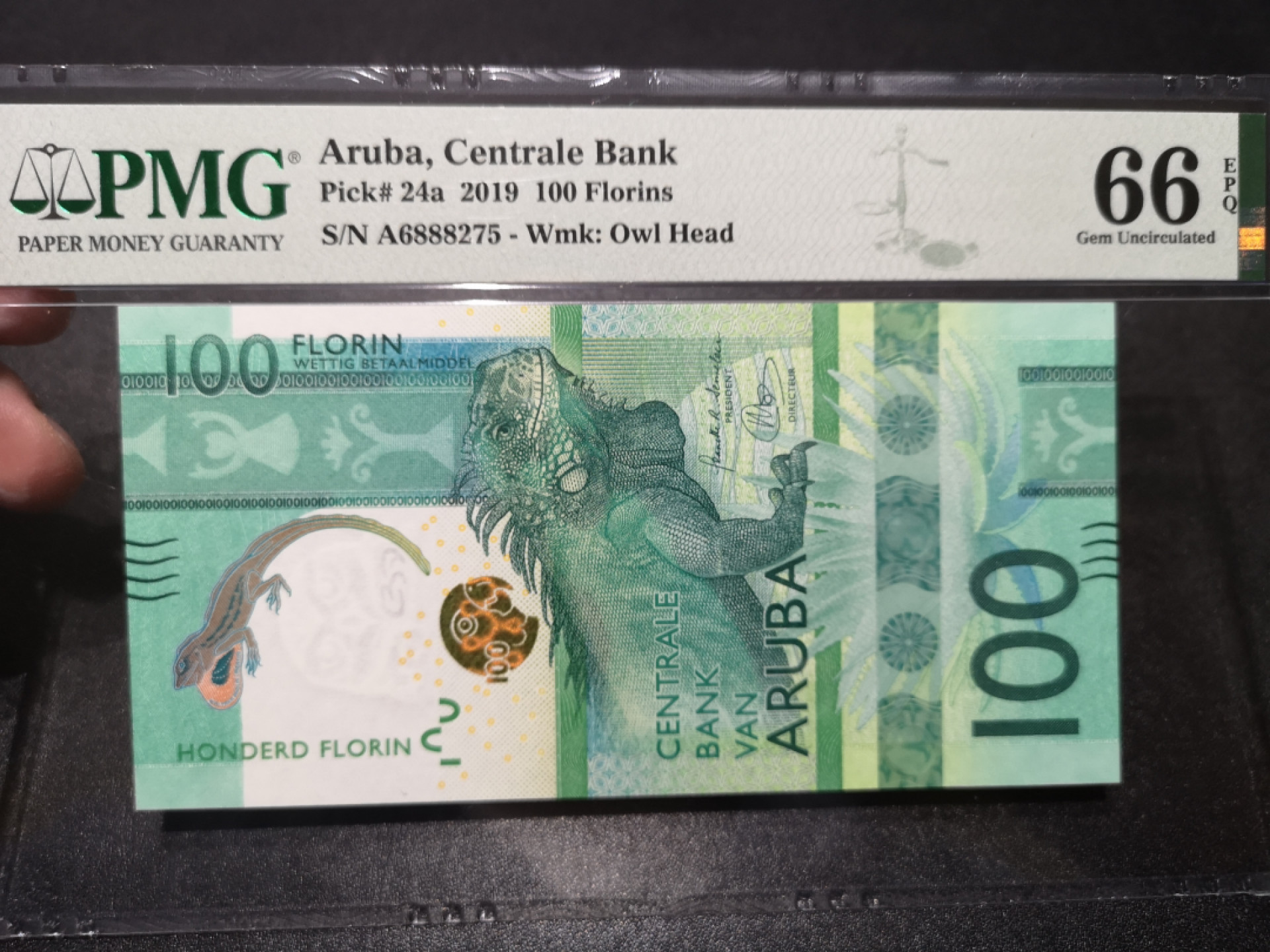 《外钞收藏家》第一百五十八期拍卖（本期111件） 2019年阿鲁巴100 PMG66 A冠
