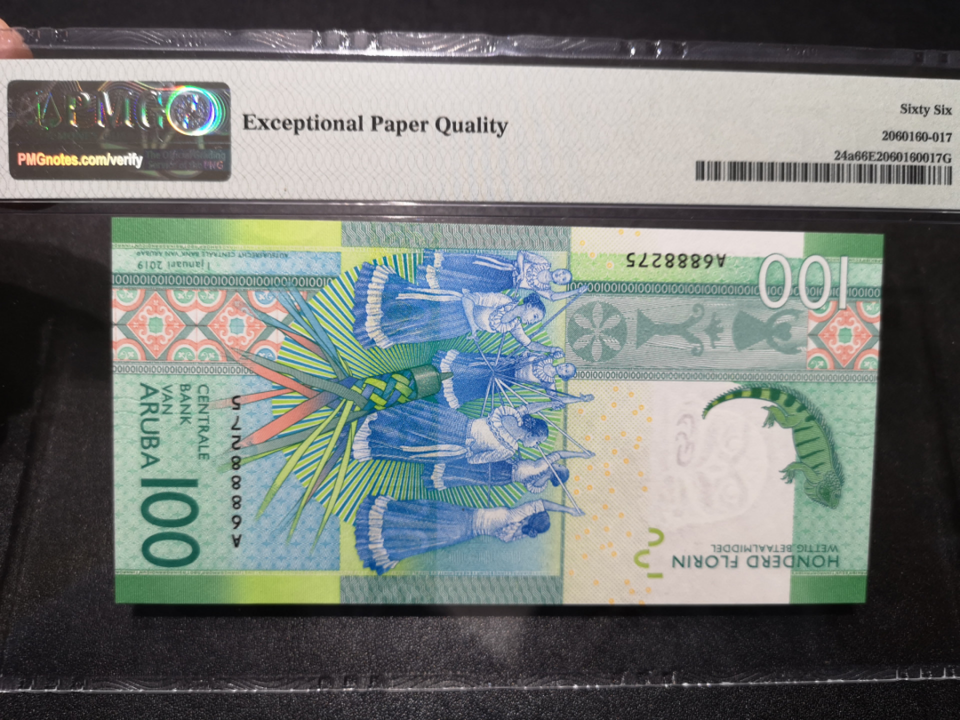 《外钞收藏家》第一百五十八期拍卖（本期111件） 2019年阿鲁巴100 PMG66 A冠