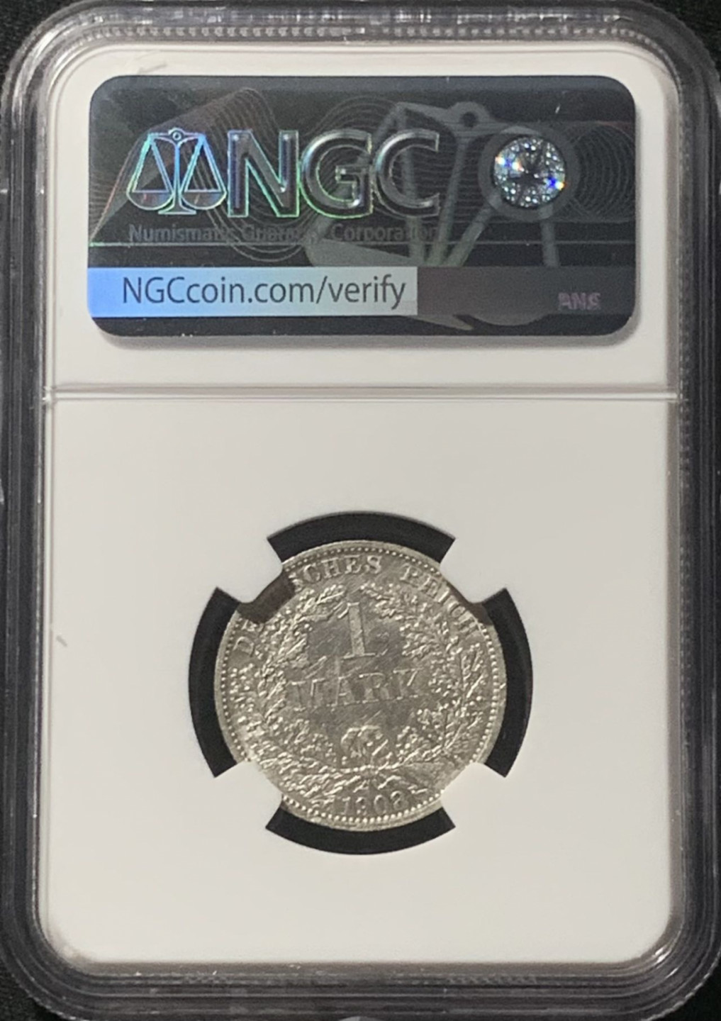 紫瑗钱币——第244期拍卖 德国 1908年 A版 第二帝国 长翅 1马克 银币 NGC AU Detail