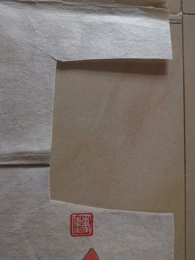 手绘鹰鸟字画国画条幅软片款被挖了