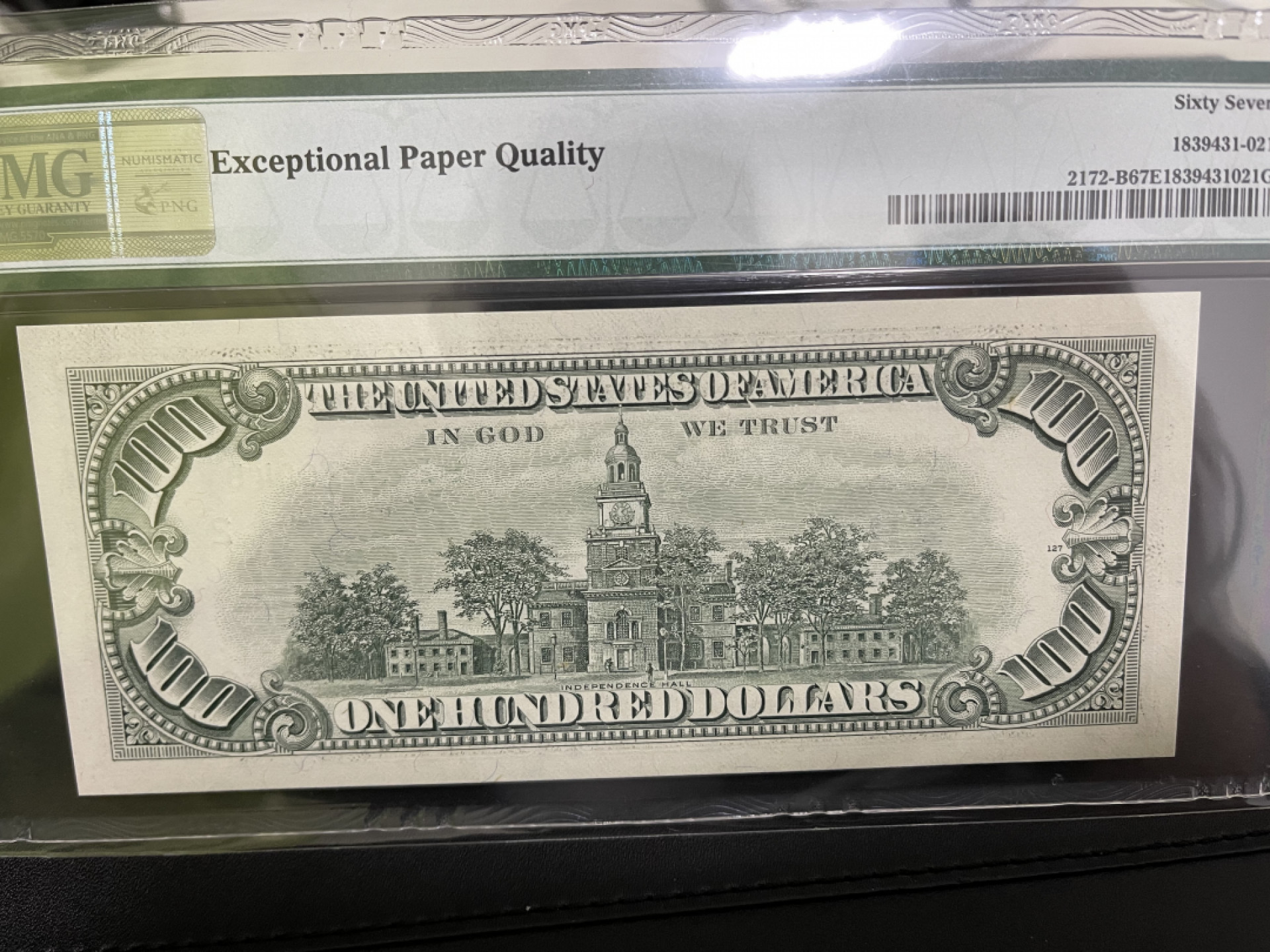 《外钞收藏家》第一百五十八期拍卖（本期111件） 1988年小头100美元 PMG67高分
