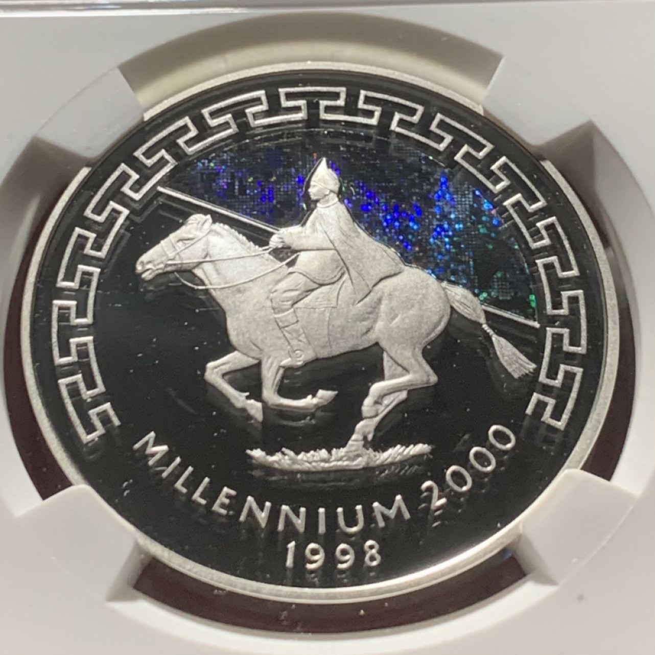 紫瑗钱币——第162期拍卖 蒙古 1998年 千禧年纪念 500图格里克 幻彩银币 NGC PR70 UC 满分