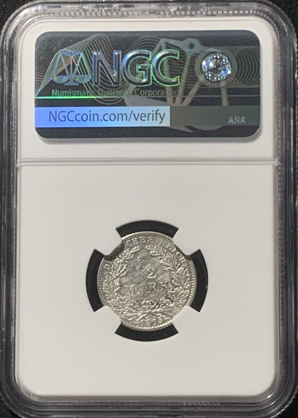 紫瑗钱币——第162期拍卖 德国 1915年 G版 第二帝国 1/2马克 银币 NGC UNC Detail