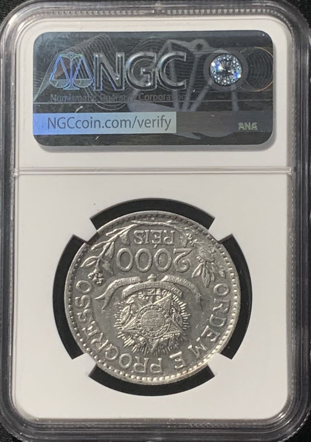 紫瑗钱币——第162期拍卖 巴西 1913年 女神 2000里亚尔 银币 NGC AU