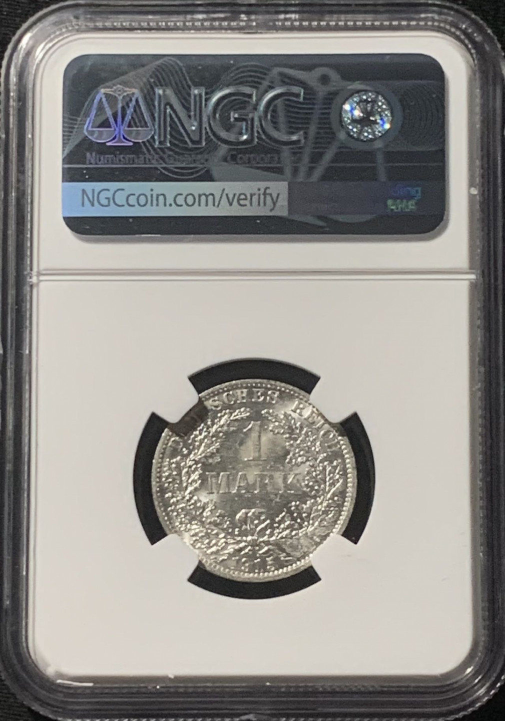 紫瑗钱币——第162期拍卖 德国 1915年 A版 第二帝国 长翅 1马克 银币 NGC MS63