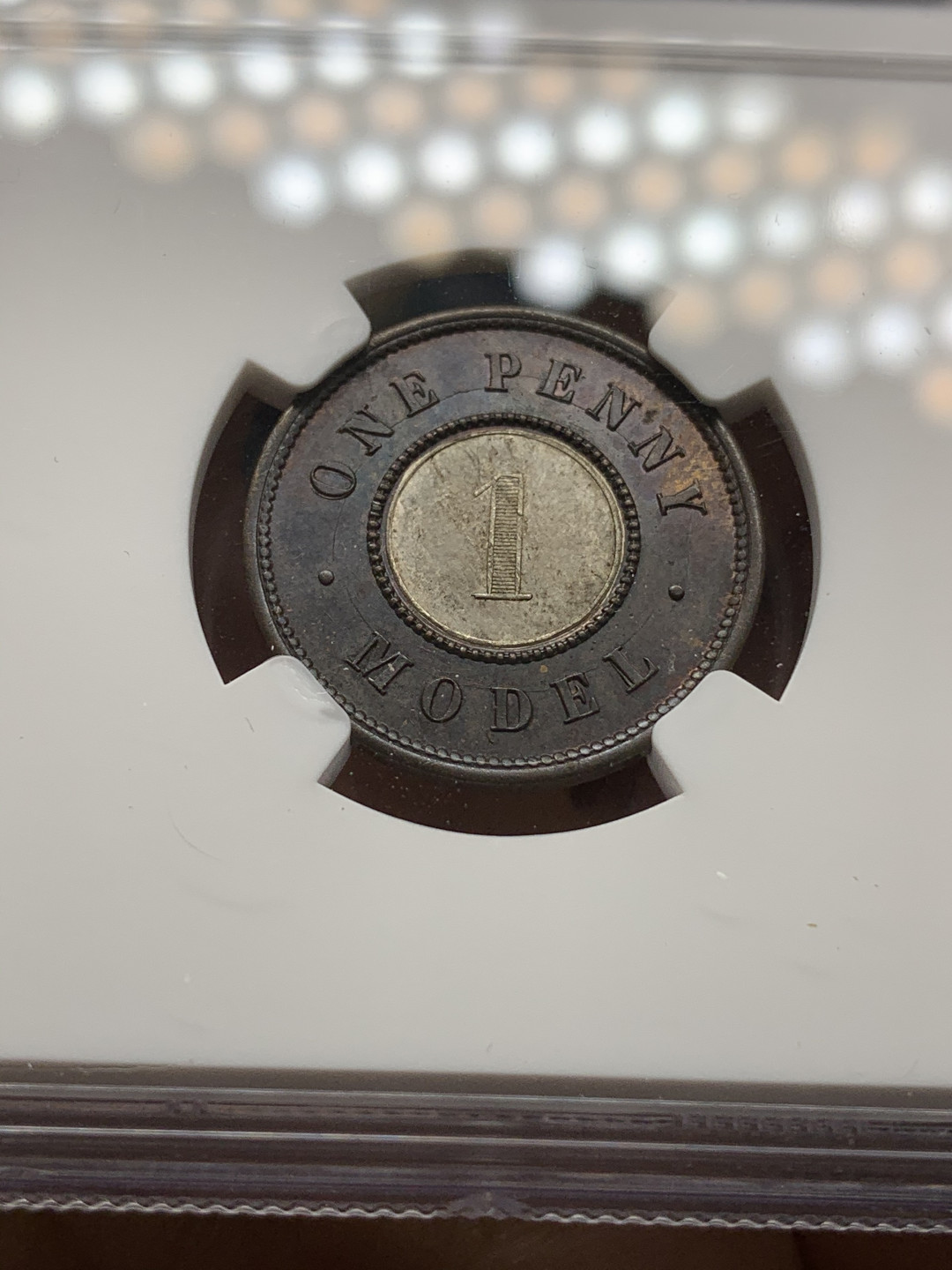 《竞宝斋》钱币微拍-第24场-本周日，周一2场连拍（全场顺丰包邮） NGC MS63英国1844年双色便士 63亚军分，64仅有一枚