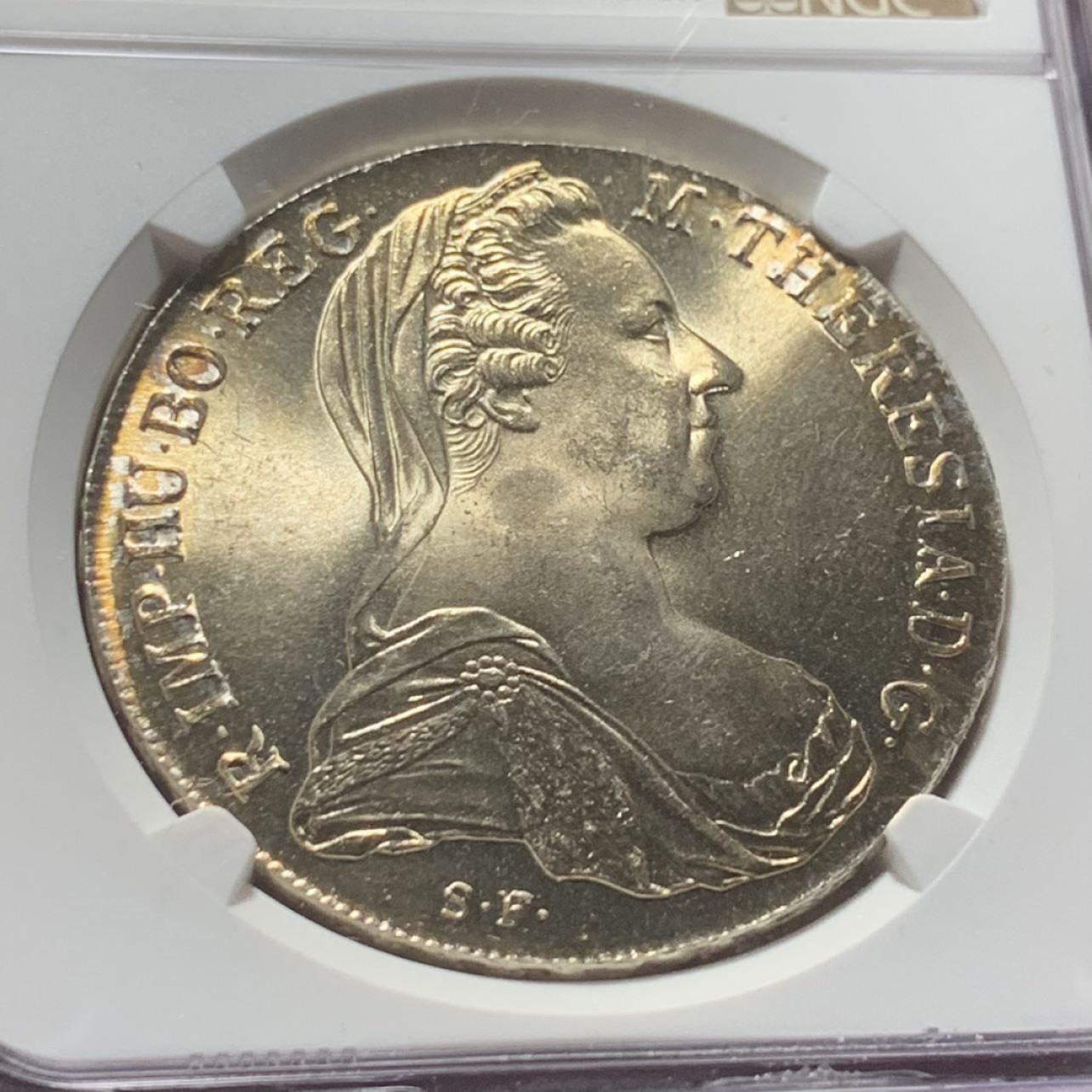 紫瑗钱币——第162期拍卖 奥匈帝国 1780年 特蕾莎·玛格丽特 1泰勒 银币 NGC MS64 黄金彩 