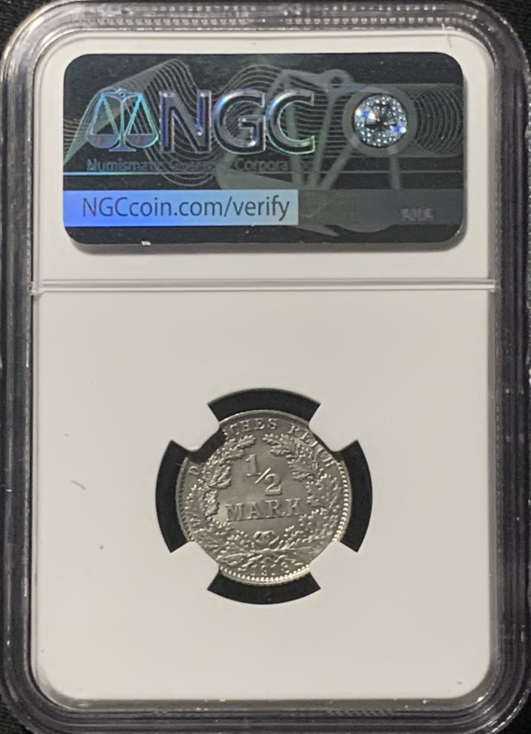 紫瑗钱币——第162期拍卖 德国 1918年 E版 第二帝国 1/2马克 银币 NGC MS64