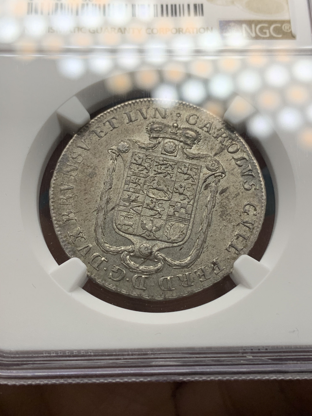 《竞宝斋》钱币微拍-第24场-本周日，周一2场连拍（全场顺丰包邮） NGC AU58德国不伦瑞克1786年16格罗申银币 ngc低评，细节不输ms品