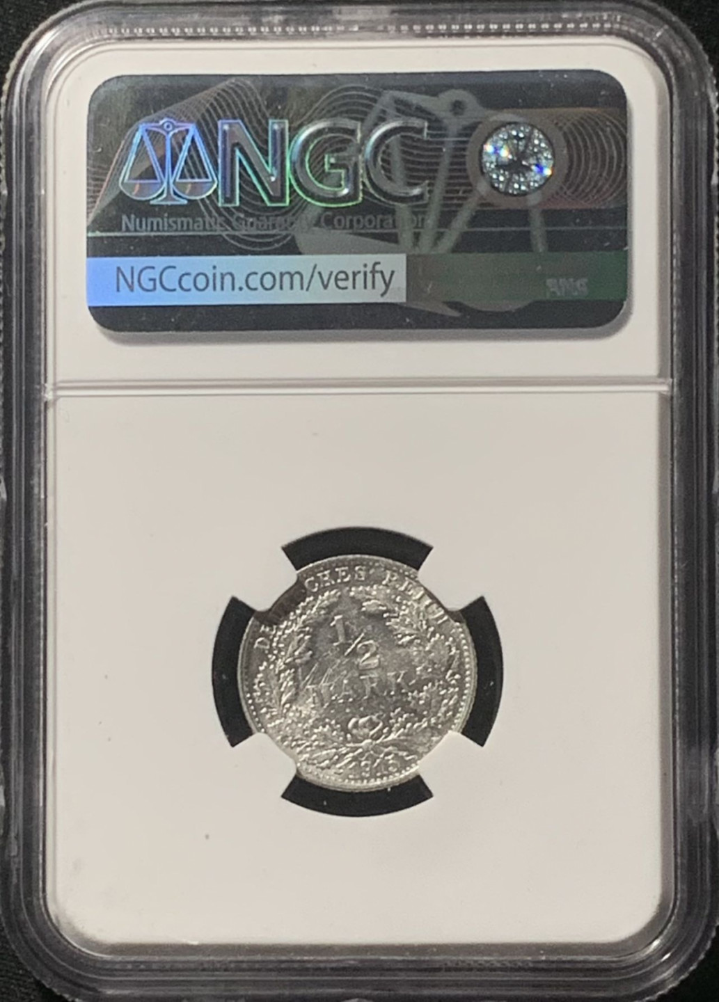 紫瑗钱币——第162期拍卖 德国 1915年 F版 第二帝国 1/2马克 银币 NGC MS63