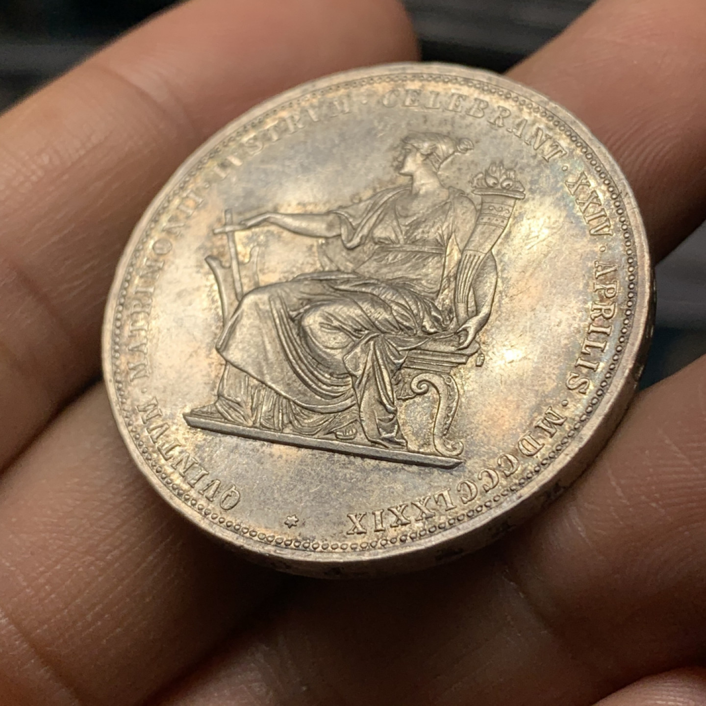 《竞宝斋》钱币微拍-第24场-本周日，周一2场连拍（全场顺丰包邮） 奥地利 1879年 茜茜公主2盾 结婚纪念大银币 大热品种 58的状态