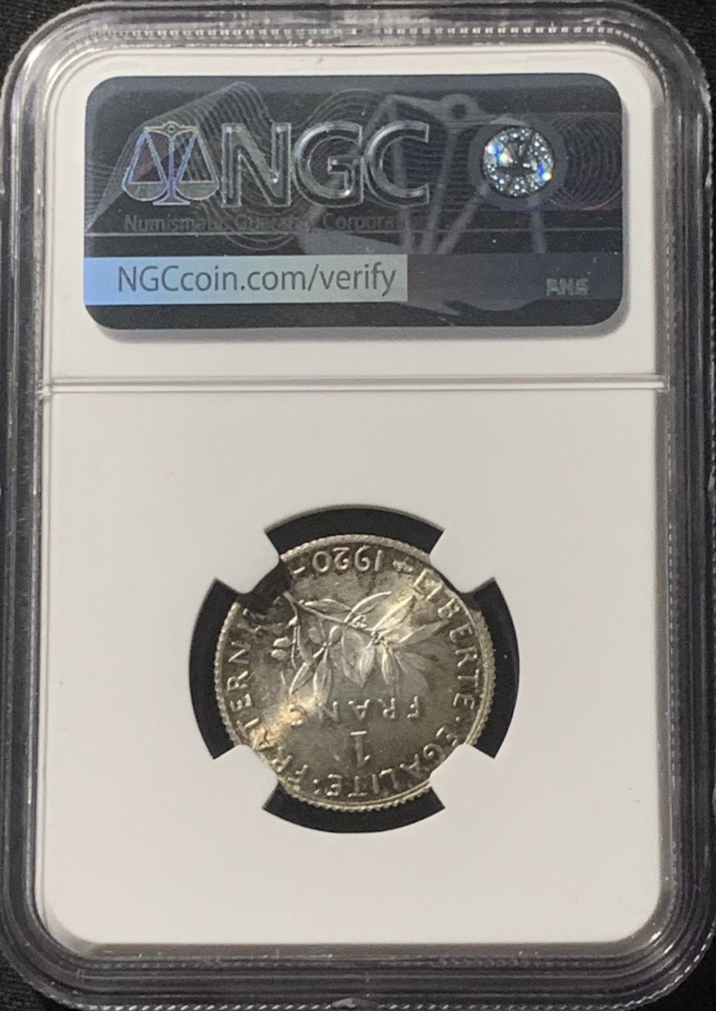 紫瑗钱币——第162期拍卖 法国 1920年 播种女神 1法郎 银币 NGC MS64