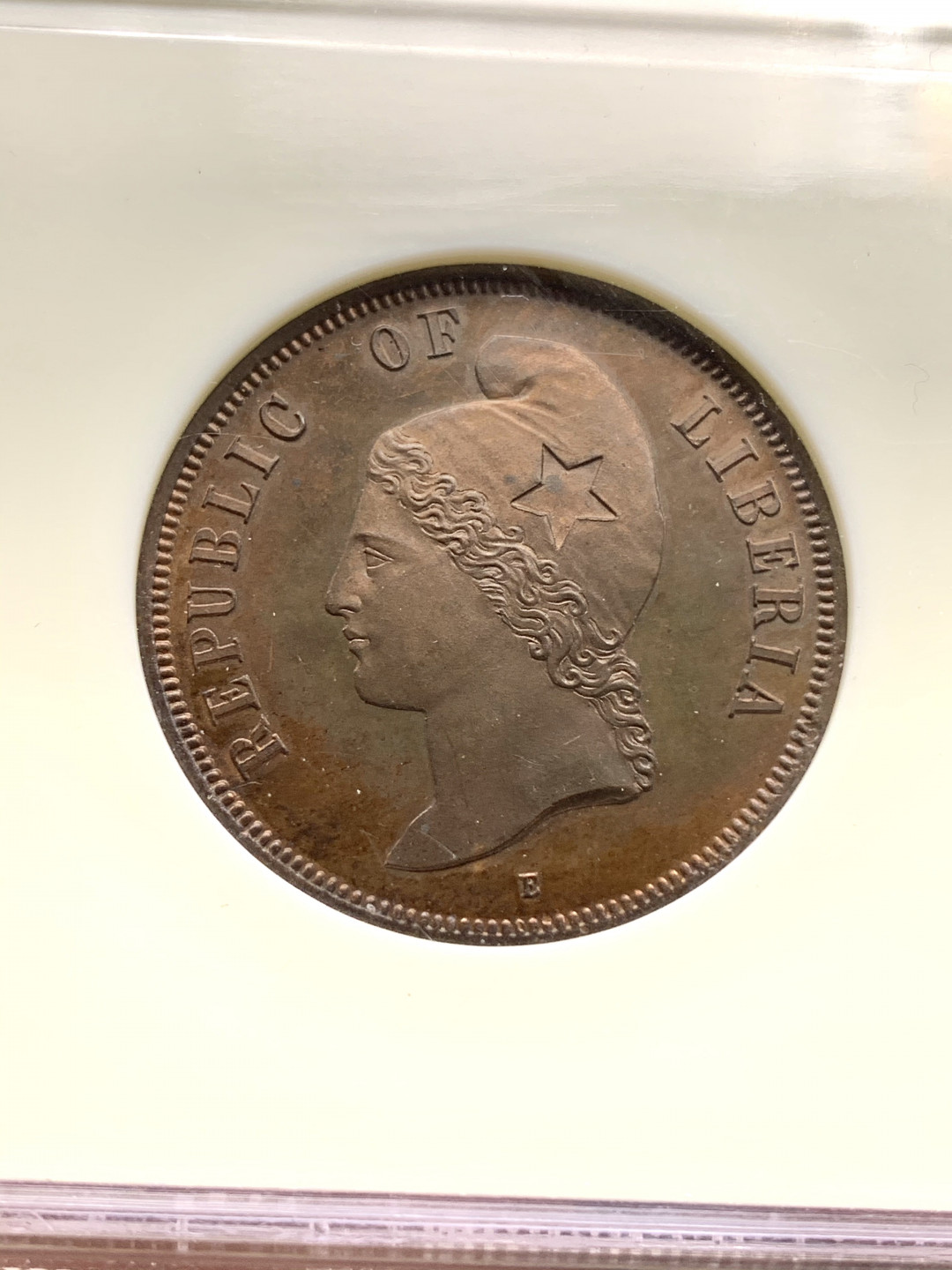 《竞宝斋》钱币微拍-第24场-本周日，周一2场连拍（全场顺丰包邮） NGC-PF64 1868年利比里亚2分 自由女神 样币  银座11月不含手续费440USD 亚军分