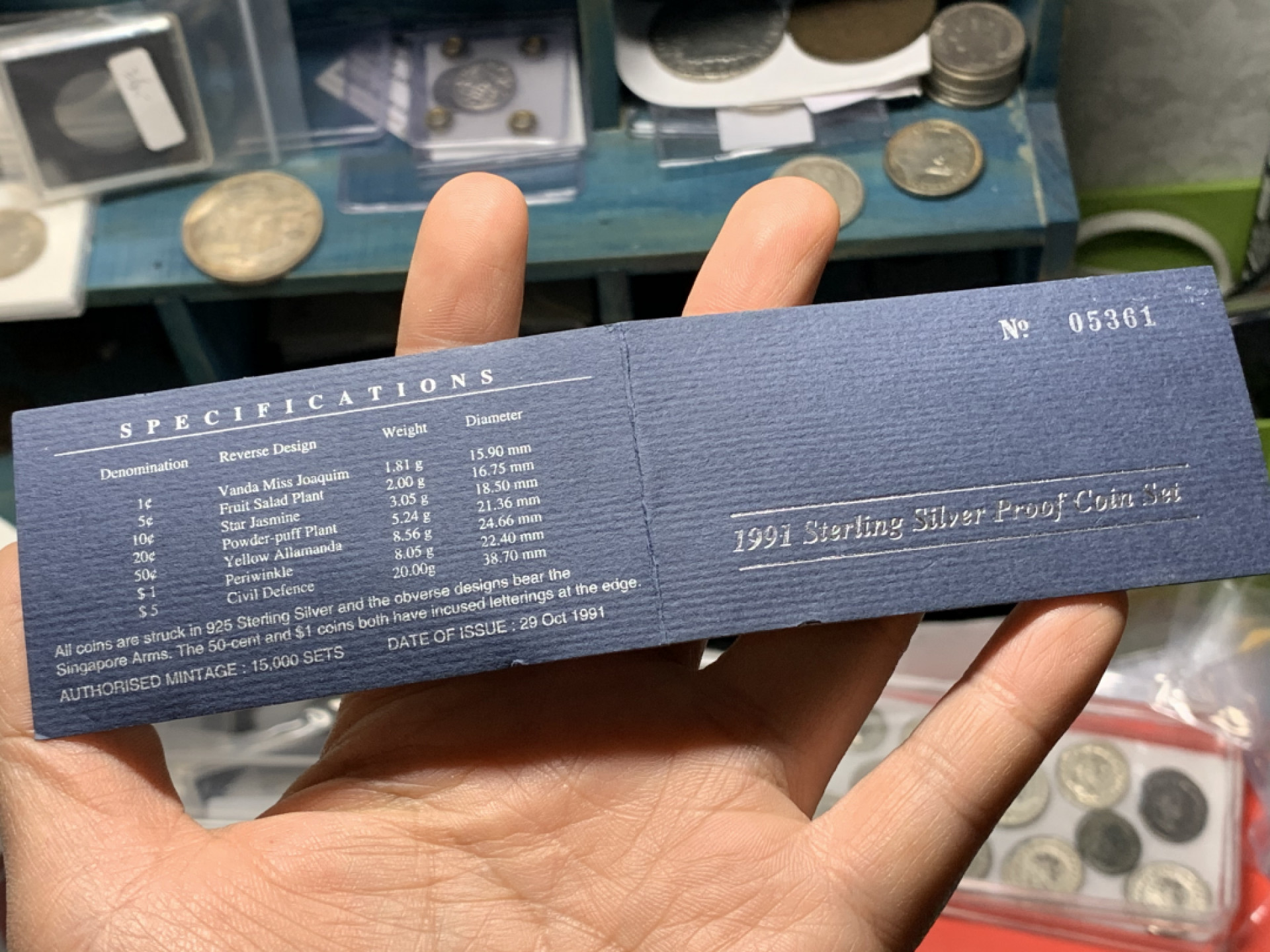 《竞宝斋》钱币微拍-第24场-本周日，周一2场连拍（全场顺丰包邮） 新加坡1991年全银精制套币 包装盒有损坏