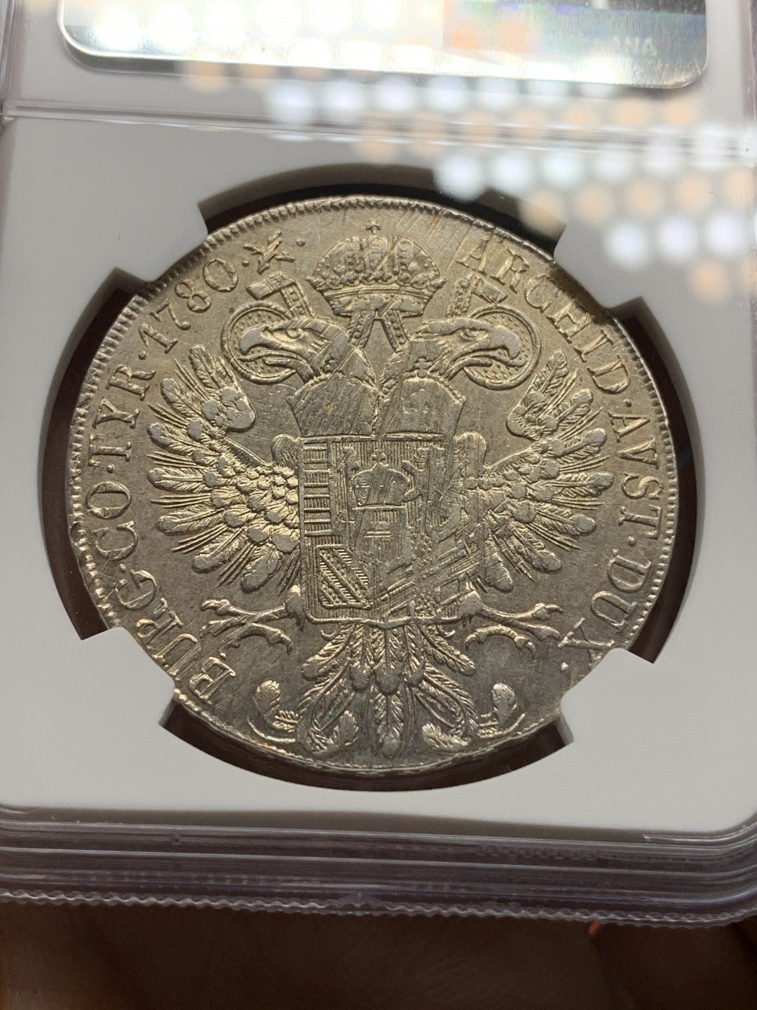 《竞宝斋》钱币微拍-第24场-本周日，周一2场连拍（全场顺丰包邮） NGC AUD米兰1815-28年大奶妈泰勒 少见早期米兰大扣版大奶妈