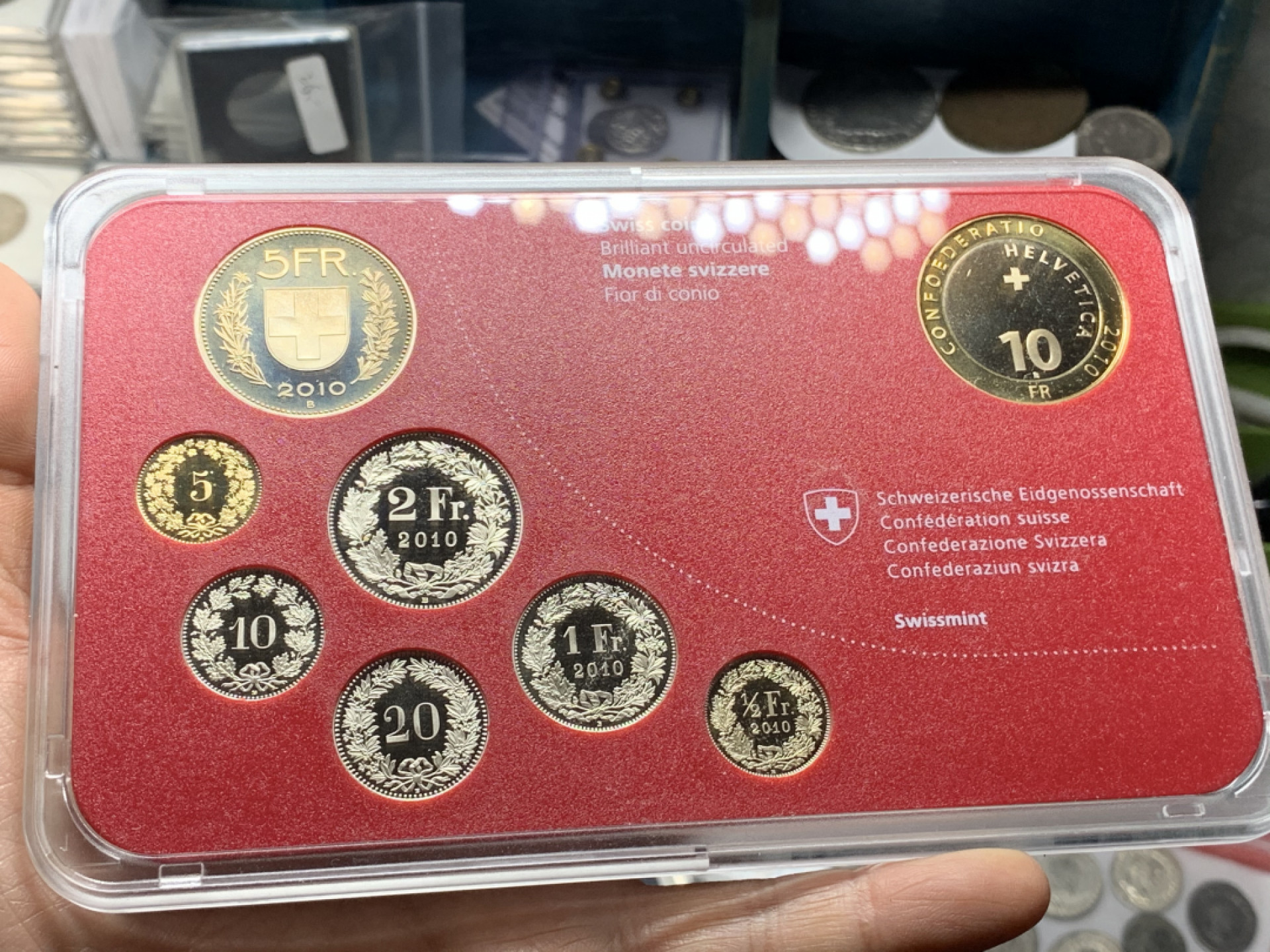 《竞宝斋》钱币微拍-第24场-本周日，周一2场连拍（全场顺丰包邮） 瑞士 2010年 少见 原装塑盒 全套8枚 带双金属 套币